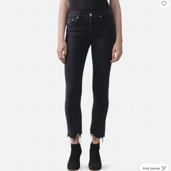 Agolde Toni Mid Rise Straight Jeans in Feral Faded Black Size 28 - Picture 2 of 9